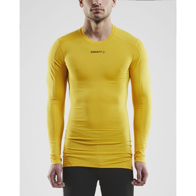 Craft Compression Long Sleeve Shirt (tight fit) Pro Control Underwear yellow Men